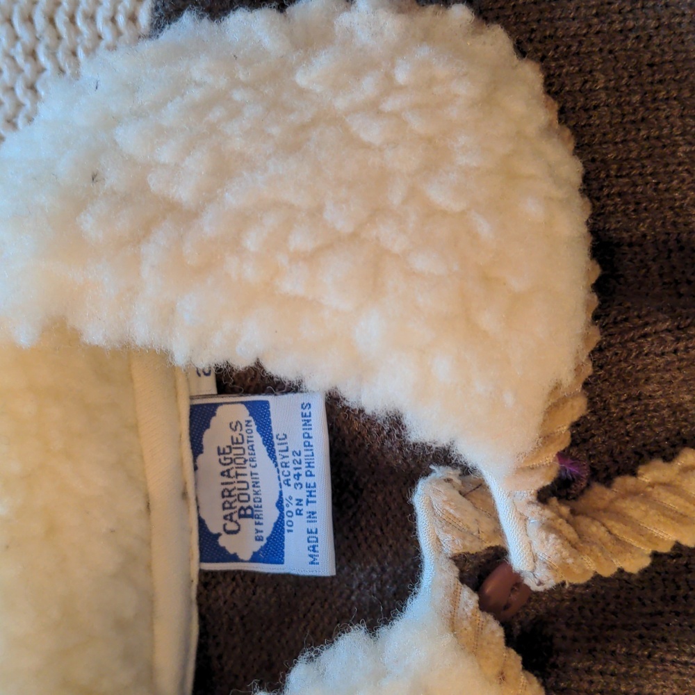 NWT Size 2 T jacket, Coat.  Sherpa fleece collar, Brown & beige  sweater knit, - Picture 9 of 12